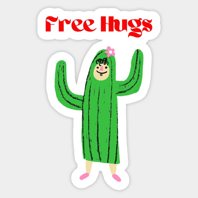 Cactus Person Asking For A Hug Sticker by ToughCookie98